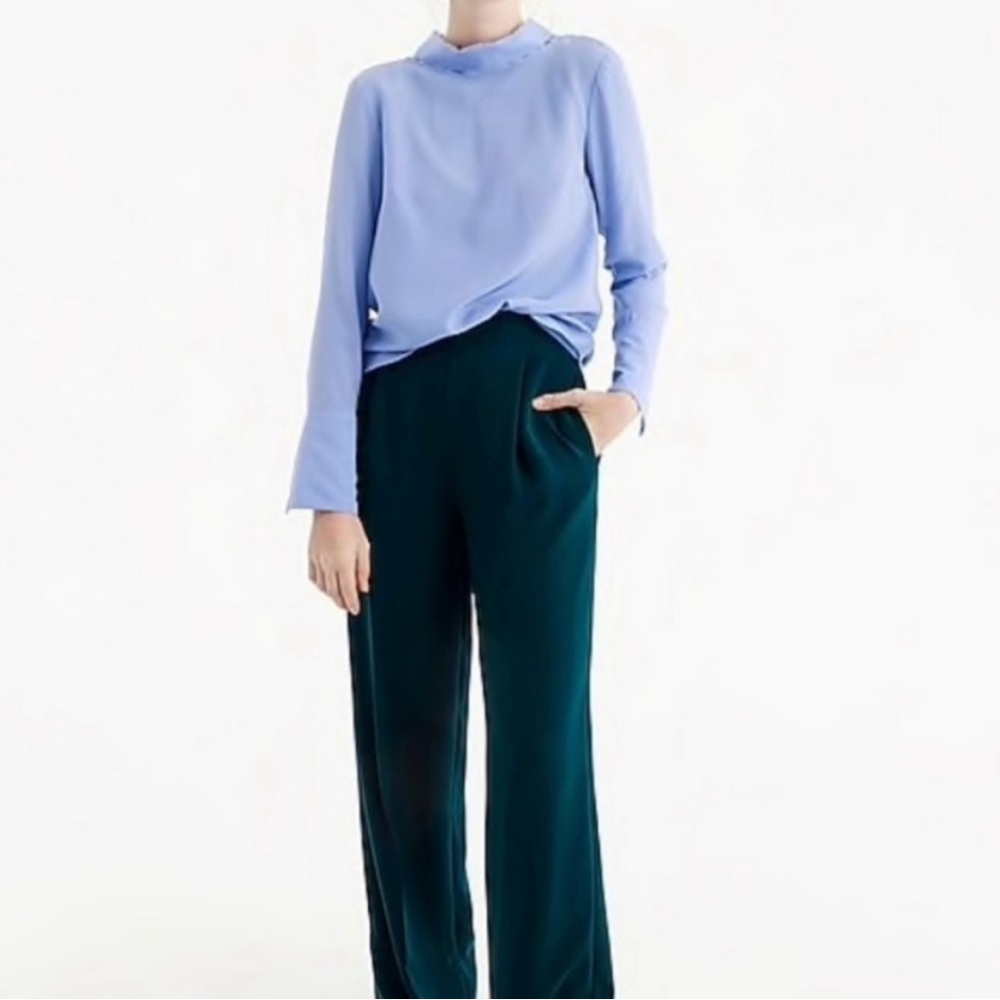 J. Crew silk reversible draped tie-neck blouse, baby blue size 8